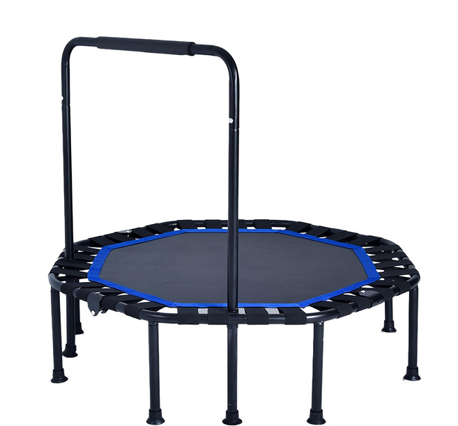 AD-ROCKET 摺疊彈力繩扶手跳床 頂級抗撕裂跳布 加粗加厚鋼管 超靜音彈力繩 扶手款, 扶手款 黑色 + 藍色