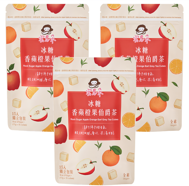 Medolly 蜜思朵 冰糖香蘋橙果伯爵茶磚, 17g, 15入, 3包