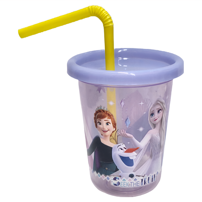 Skater 可疊放吸管杯 杯子含蓋 + 拋棄式吸管 97 x 80mm 230ml 3入組, 冰雪奇緣 紫色, 690ml, 1組