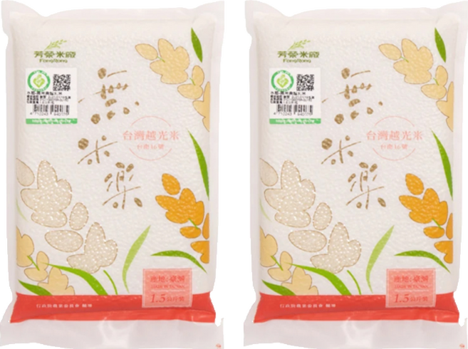 芳榮米廠 無米樂 鴨稻台灣越光米 台南16號, 一等米, 1.5kg, 2包
