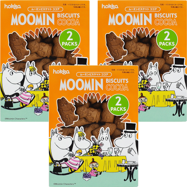 hokka 北陸製菓 嚕嚕米造型餅乾 可可亞, 72g, 3包
