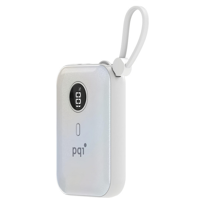 pqi 勁永 PD快充帶線行動電源 10000mAh USB-C, PD1001, 珍珠白