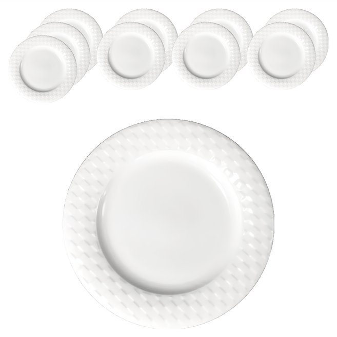 TATUNG 大同磁器 98型圓盤, 格紋 白色, 10個