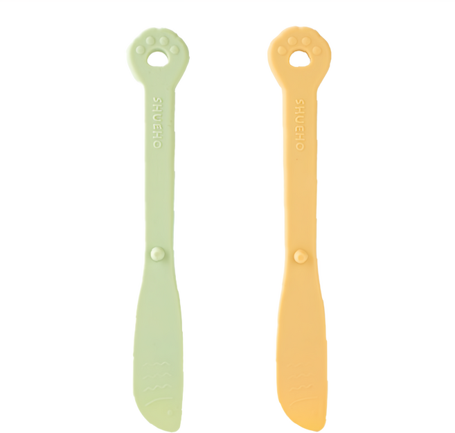 SHUEHO 樹可 貓爪造型矽膠包餡匙2件組 可愛造型 安全無毒, 1組, 豆綠 + 芽黃