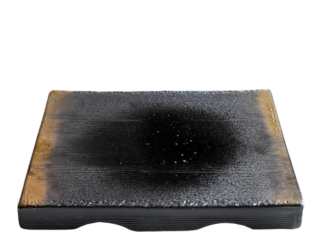 佐和陶瓷 黑吹23.5厚角皿, 黑色, 1個