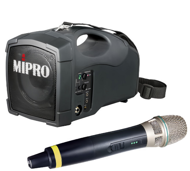 MIPRO 嘉強電子 喊話器主機 附1支手握式無線麥克風(ACT-58H) 2.1kg, MA-101G PLUS, 黑色