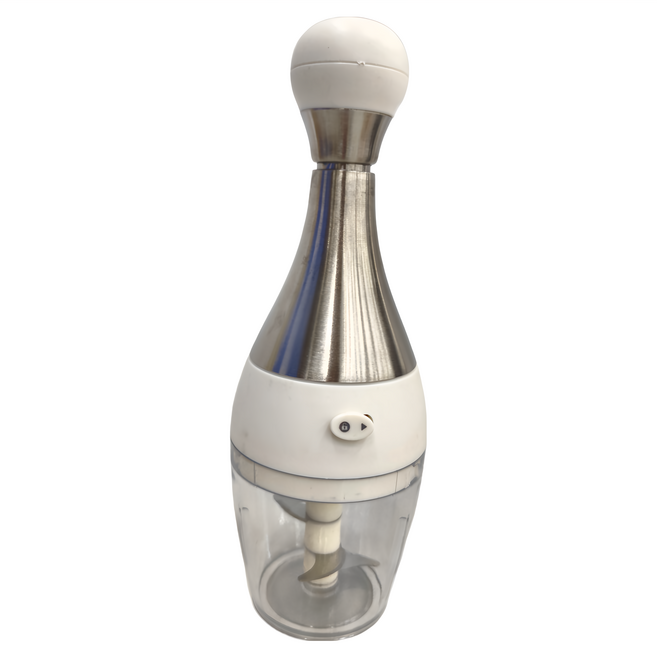 PUSH! 廚房用品304不銹鋼壓蒜器 D308 22 x 8 x 7.5cm 243g, 銀色 + 白色 + 透明, 1個