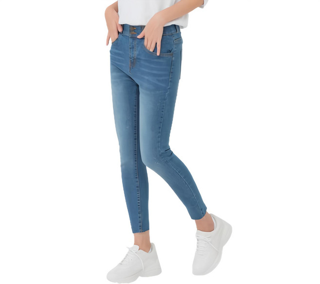 CARET 女款雙扣緊身牛仔褲