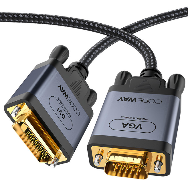 CODEWAY DVI 公 to VGA公 影像轉接線, 1.8m, 1條