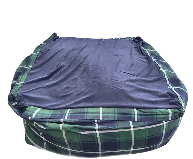 懶骨頭懶人沙發 主體+套子 綠格紋 舒適居家生活必備, 藍色 + 綠色