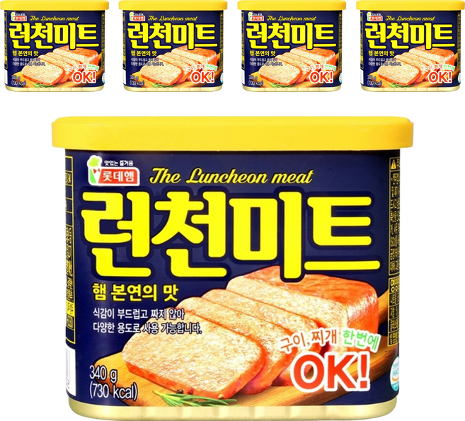 LOTTE 樂天 Ham 午餐肉, 340g, 5罐