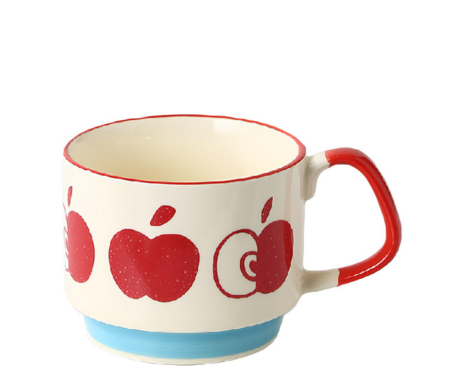 Homely Zakka 日式復古陶瓷掛耳咖啡杯 300ml, 紅蘋果, 1個