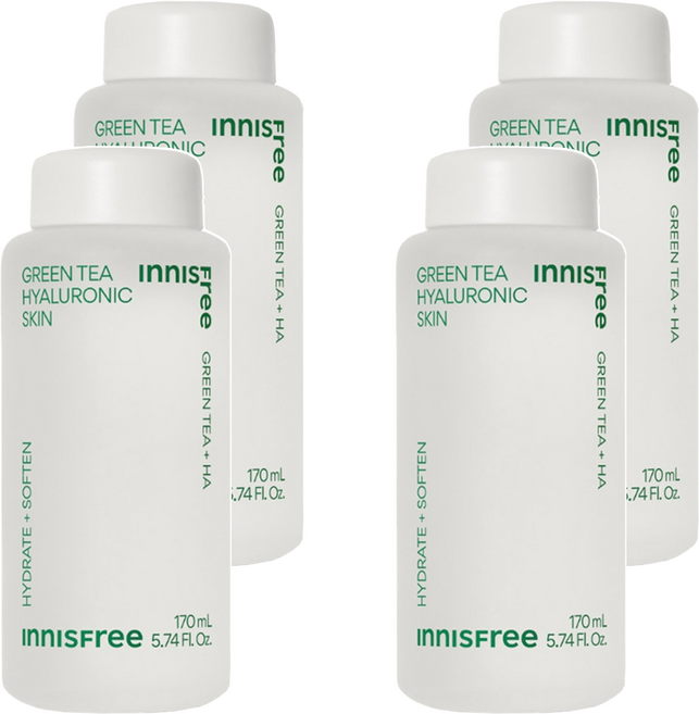 INNISFREE 台灣公司貨 綠茶玻尿酸保濕調理液, 170ml, 4瓶