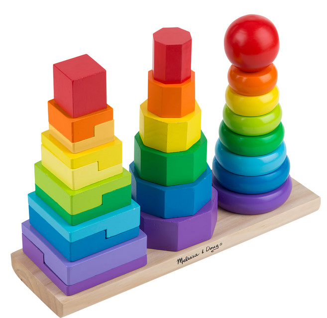 Melissa&Doug 瑪莉莎 益智 彩虹幾何疊疊樂, 1組