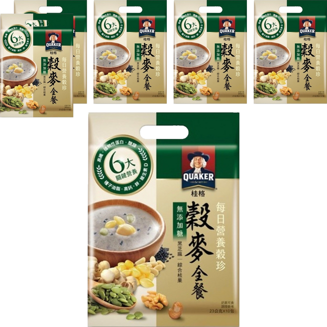 QUAKER 桂格 每日營養穀珍穀麥全餐 無添加糖 10包, 230g, 6袋