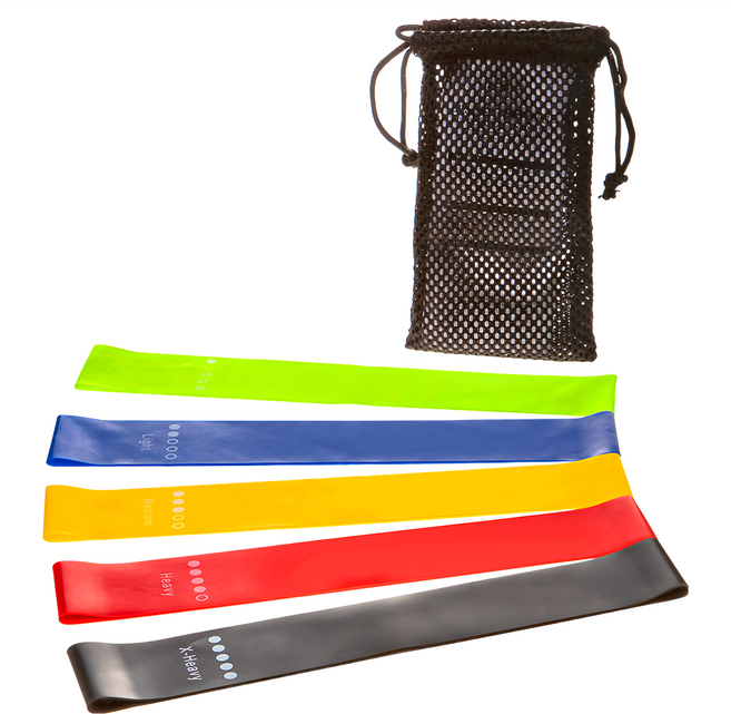 comet 乳膠健身彈力帶5件組 附收納袋, 綠色 + 藍色 + 黃色 + 紅色 + 黑色, 1組