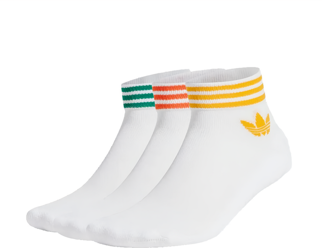 adidas 愛迪達 Originals TREF ANK SCK HC 運動襪, 黃色 + 橘色 + 綠色, 3雙