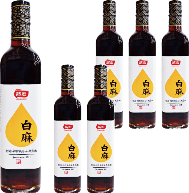 龍宏 輕焙初榨 白麻純香油, 500ml, 6瓶