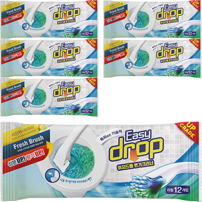 Easy drop 不沾手拋棄式馬桶刷替換刷頭 補充包 12入, 白色, 6包
