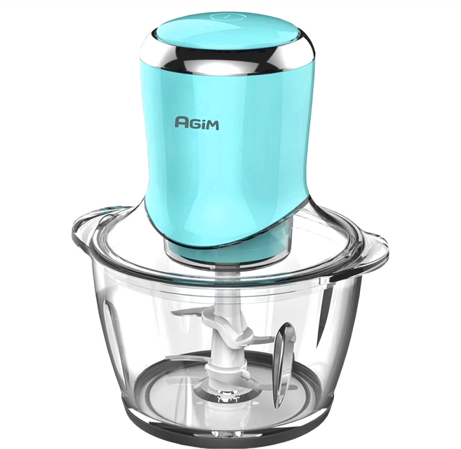 AGiM 法國阿基姆 多功能食物料理機 420不鏽鋼刀片 1.2L玻璃碗, 藍色 + 透明, 1個