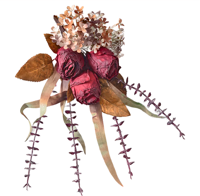 Jenan 知念燒 仿真玫瑰三頭花束, 紅色, 1個