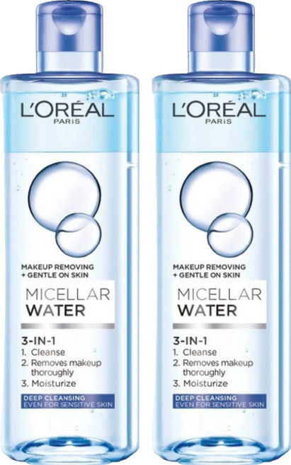 L'OREAL PARiS 巴黎萊雅 台灣公司貨 三合一卸妝潔顏水 深層極淨型, 400ml, 2瓶