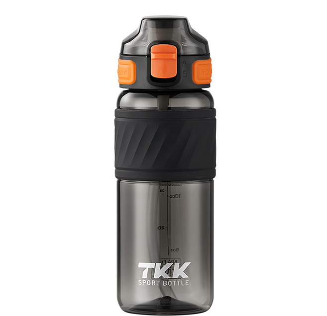 TKK Tritan 哈崙系列 手提式 直飲 + 吸管 運動水壺 隨身杯, 火山黑, 600ml, 1個