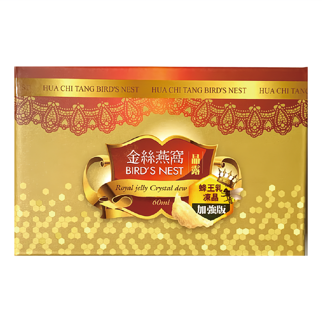 華齊堂 蜂王乳金絲燕窩晶露 60ml x 6入 加強版 美容飲品 含癸烯酸, 360ml, 1盒