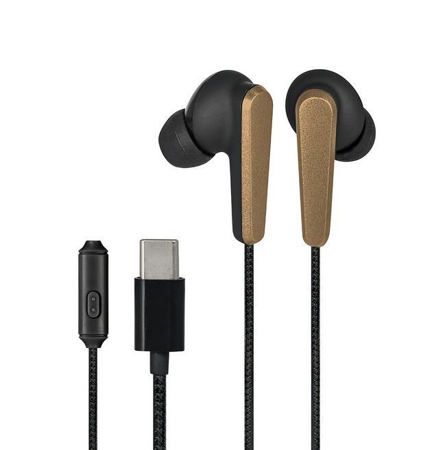 KINYO 立體聲線控耳機 Type-C, ICEM-881B, 黑色