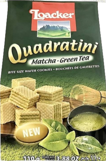 Loacker 萊佳哈斯 方角哈斯餅 抹茶味 74%抹茶乳霜夾心, 110g, 5包