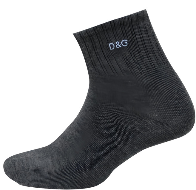 D&G 男款 1/2素面刺繡襪 DC6048 12雙