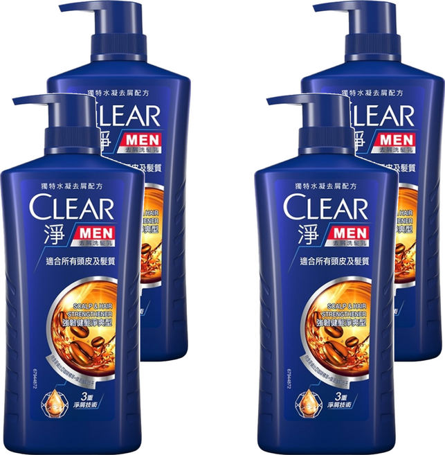 CLEAR 淨 男士去屑洗髮乳 強韌健髮淨爽型, 750g, 4瓶