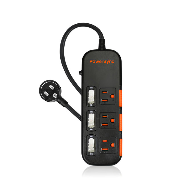 PowerSync 群加 3開3插滑蓋防塵防雷擊延長線 3孔 TS3X0018, 1條