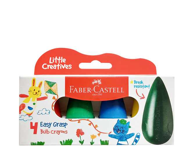 FABER-CASTELL 輝柏 水滴可擦拭學齡蠟筆, 4色, 1盒