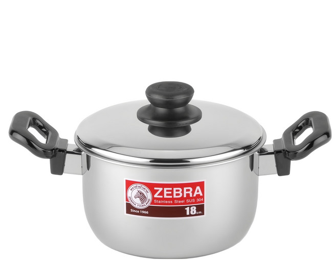 ZEBRA THAILAND 斑馬牌 304不銹鋼 TIGER 雙耳鍋 2.5L, 18cm, 銀色, 1個