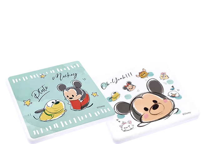 收納王妃 迪士尼 tsumtsum 硬式珪藻土杯墊, 米奇好朋友, 1組