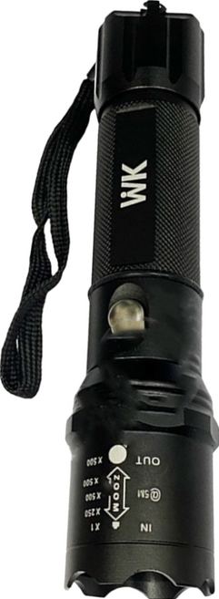WK USB充電LED手電筒, 黑色, 1個