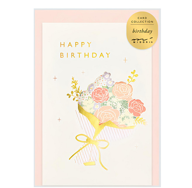 日本 MIDORI 造型花窗卡片 88628, 花束 多色, 1張