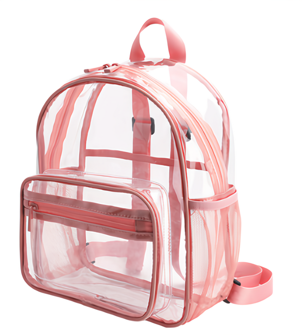 FLOWER MONACO 馬卡龍果凍包 30絲PVC 尼龍材質 transparent backpack, 繽紛粉紅色