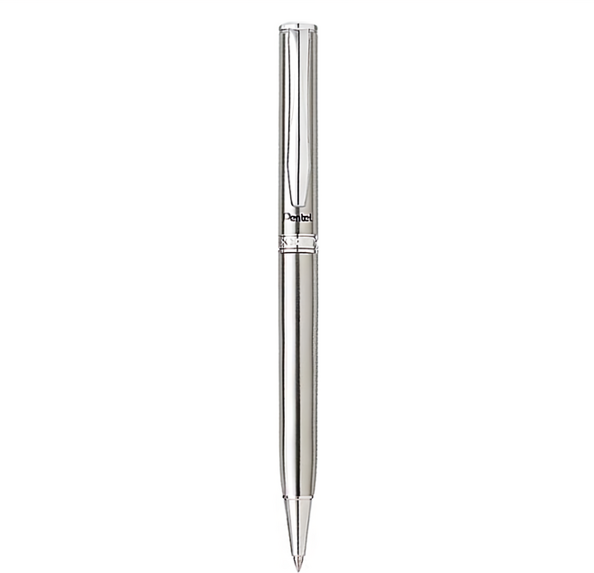Pentel 飛龍文具 金屬軸原子筆 高級筆盒 B810-AT, 銀色, 1盒