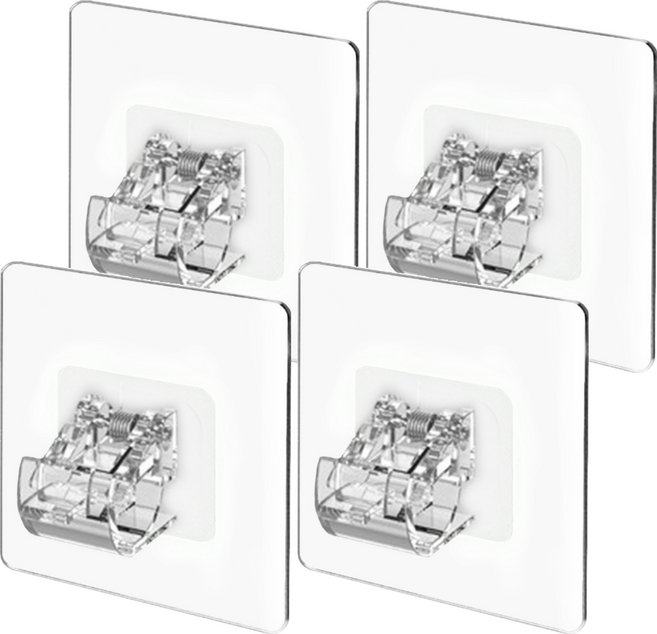 comet 免打孔窗簾桿固定架 6.8 x 6.8 x 4cm, 4個, 透明色