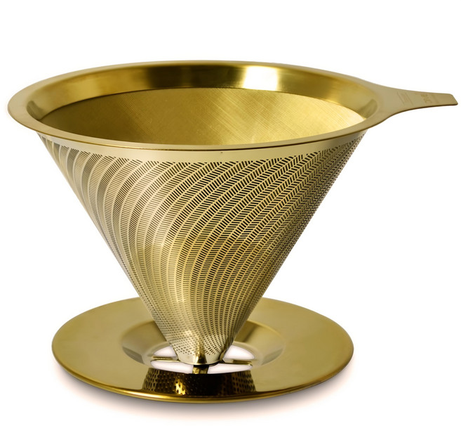 Driver 鈦 黃金流速濾杯 附底盤 1~2cup, 鈦黃金流速濾杯 + 底盤, 1個