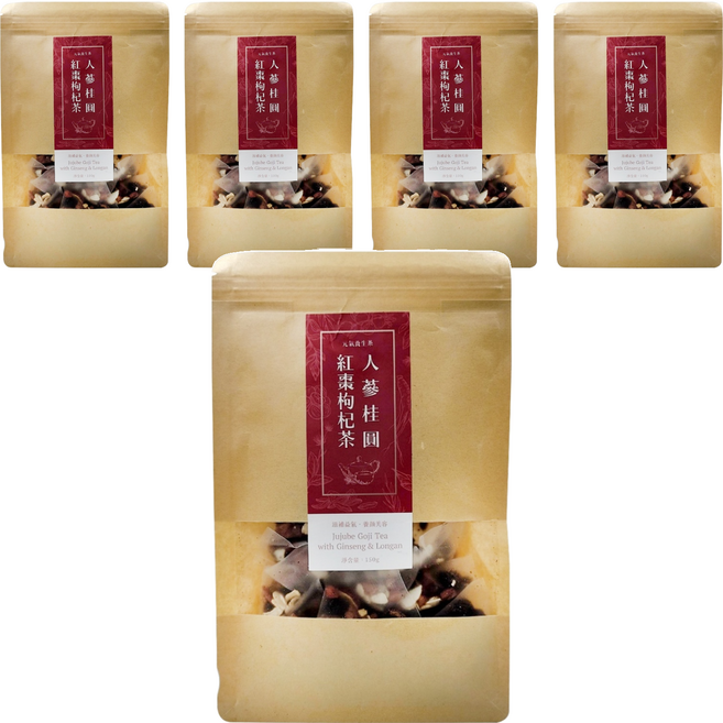 仁濟中藥 人蔘桂圓紅棗枸杞茶 元氣養生茶, 5g, 30包, 5袋