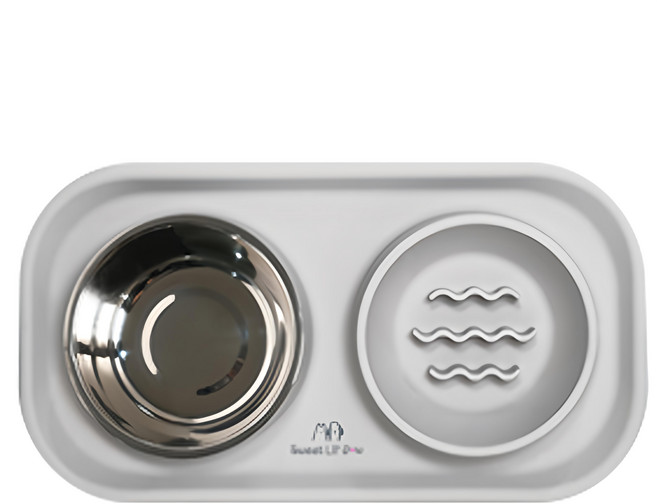 Sweet Lil' Monster 怪獸寶貝 3合1毛寶貝慢食碗 100%食用級安全矽膠 304不鏽鋼碗, 煙霧灰, 1組