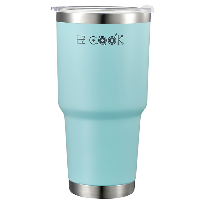 EZ COOK 陶瓷冰霸杯 真空保溫保冰 防漏杯蓋, 藍色, 920ml, 1個