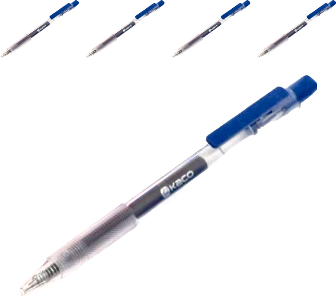 KaCO TURBO 速乾彩虹0.5中性筆 一體式防滑筆握 彈性筆夾設計, 藍黑色, 5支