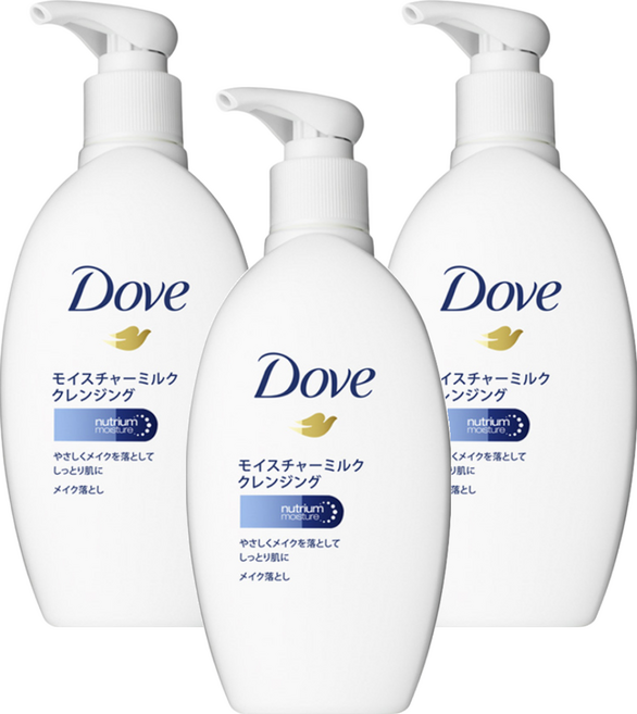 Dove 多芬 潤澤卸妝乳 高度保濕精華液 溫和乳液質地 卸妝後鎖水保濕不乾澀 溫和輕鬆去除彩妝, 195ml, 3瓶