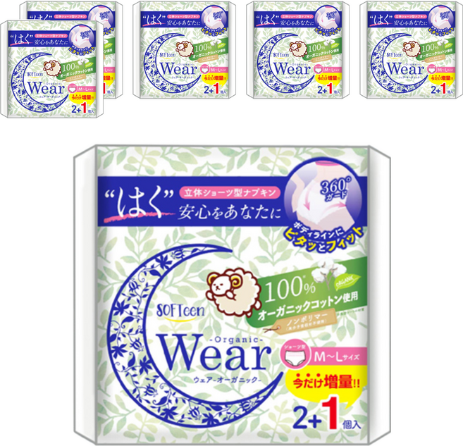 SOFTeen 舒婷 日本原裝進口 柔棉自在安心褲, 中型(M~L), 3件, 6包