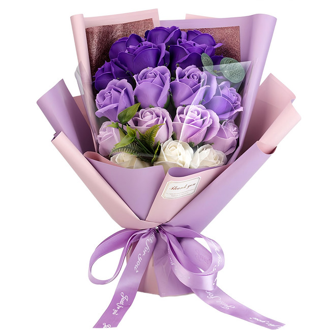 18朵香皂花漸層紫, 紫色, 1組