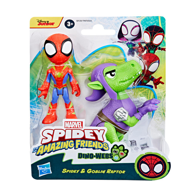 Hasbro 孩之寶 MARVEL 漫威 蜘蛛人與他的神奇朋友們 英雄 + 恐龍人物2件組, 1組, 蜘蛛人 + 恐龍 多色